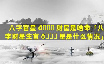 八字官星 🐘 财星是啥命「八字财星生官 🍀 星是什么情况」